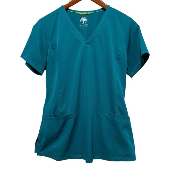 HH Works Womens Scrub Top S Teal Pockets Monica Style 2500 Medical Uniform Nurse - Picture 1 of 6